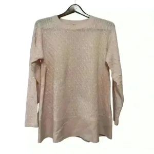 Cortland Park 100% Cashmere Cable Boat Neck Sweater Womens XL Soft Pink Color