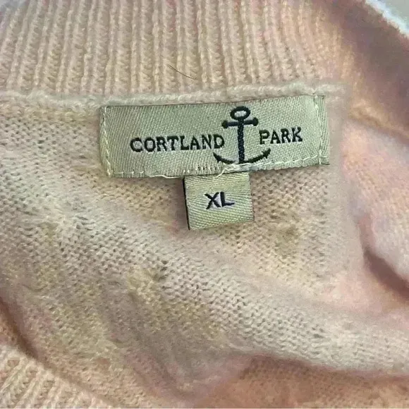Cortland Park 100% Cashmere Cable Boat Neck Sweater Womens XL Soft Pink Color
