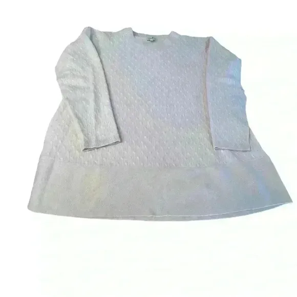 Cortland Park 100% Cashmere Cable Boat Neck Sweater Womens XL Soft Pink Color
