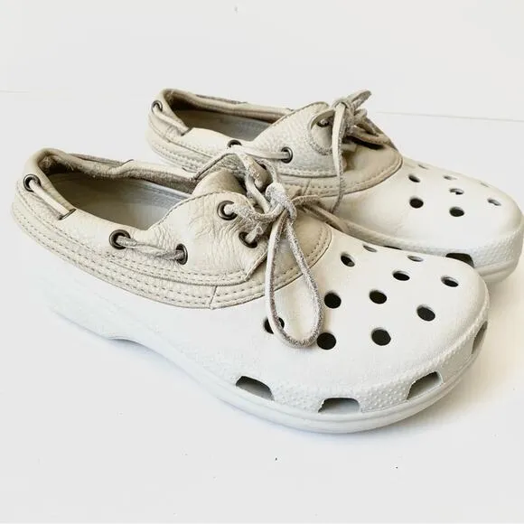 Crocs Islander Pitcrew Gray Boat Shoes size M7 W9