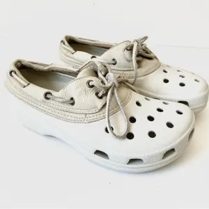 Crocs Islander Pitcrew Gray Boat Shoes size M7 W9
