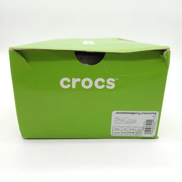 Crocs‎ (Mens Size 11) Sonic The Hedgehog Classic Clogs Shoes Sandals Red Sega