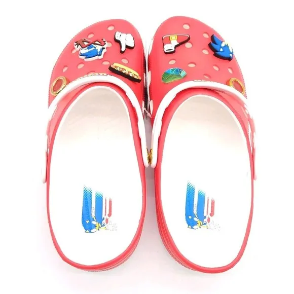 Crocs‎ (Mens Size 11) Sonic The Hedgehog Classic Clogs Shoes Sandals Red Sega