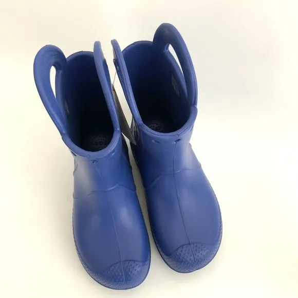 CROCS Rain Boots Kids Size 1M Blue Handle It Pull-on Ankle Shoes NWT