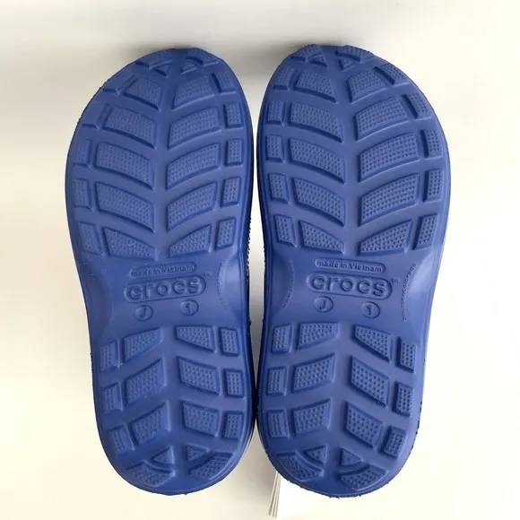 CROCS Rain Boots Kids Size 1M Blue Handle It Pull-on Ankle Shoes NWT