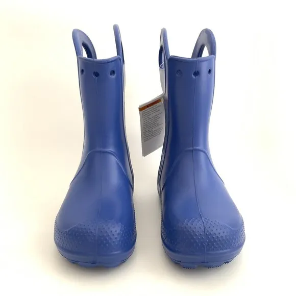 CROCS Rain Boots Kids Size 1M Blue Handle It Pull-on Ankle Shoes NWT