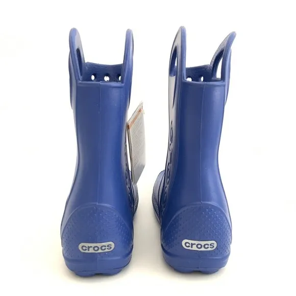 CROCS Rain Boots Kids Size 1M Blue Handle It Pull-on Ankle Shoes NWT