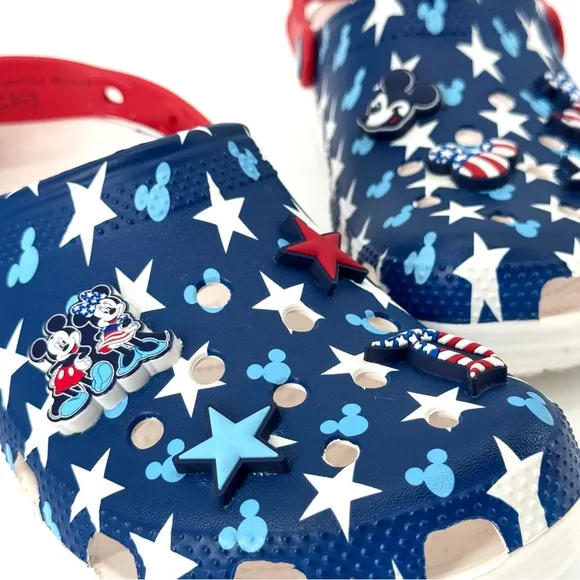 CROCS x Disney Mickey &amp; Minnie Mouse Patriotic Red White Blue Flag Clogs