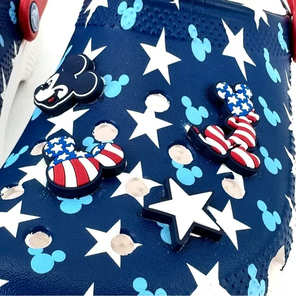 CROCS x Disney Mickey &amp; Minnie Mouse Patriotic Red White Blue Flag Clogs