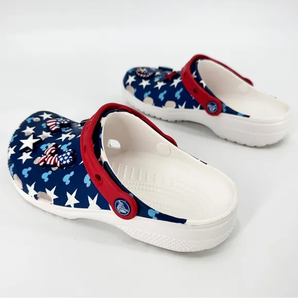 CROCS x Disney Mickey &amp; Minnie Mouse Patriotic Red White Blue Flag Clogs