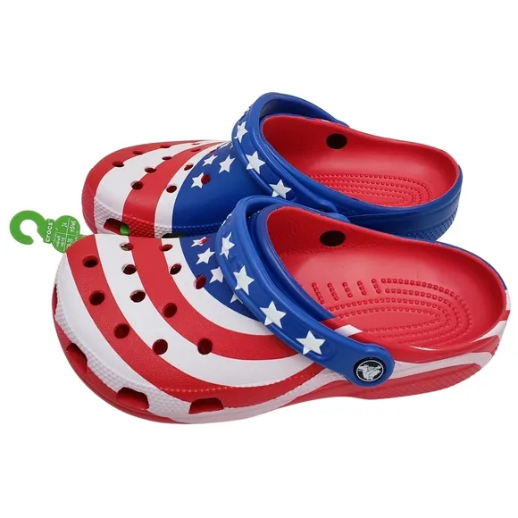 Crocs Women's Classic American Flag Clogs Size 8 NWT