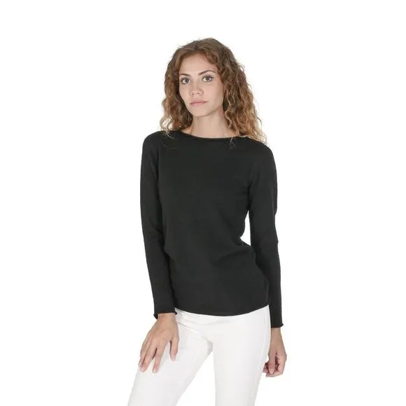 Crown of Edinburgh Cashmere Womens Boat Neck Sweater COE 0025 BLACK