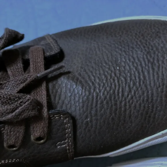 Custom orthopedic shoe left foot 1.5 inch taller men's size 12 US brown lace-up
