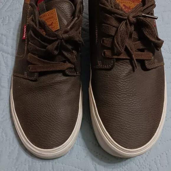 Custom orthopedic shoe left foot 1.5 inch taller men's size 12 US brown lace-up