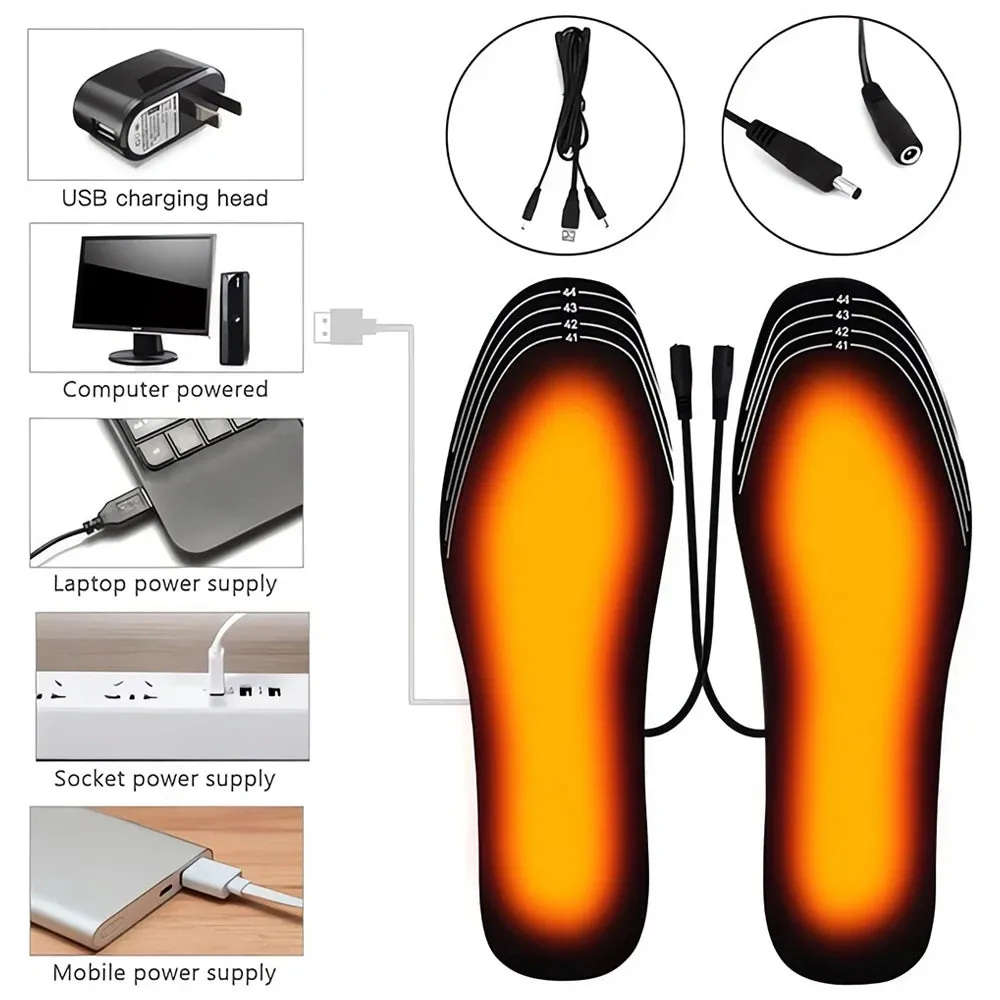 Cuttable USB Heated Shoe Insoles Winter Outdoor  Feet Warm Sock Pad