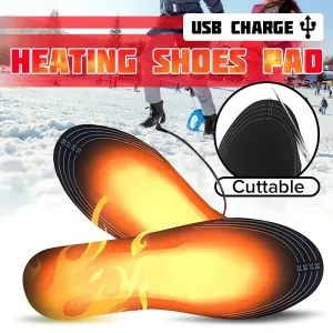 Cuttable USB Heated Shoe Insoles Winter Outdoor  Feet Warm Sock Pad