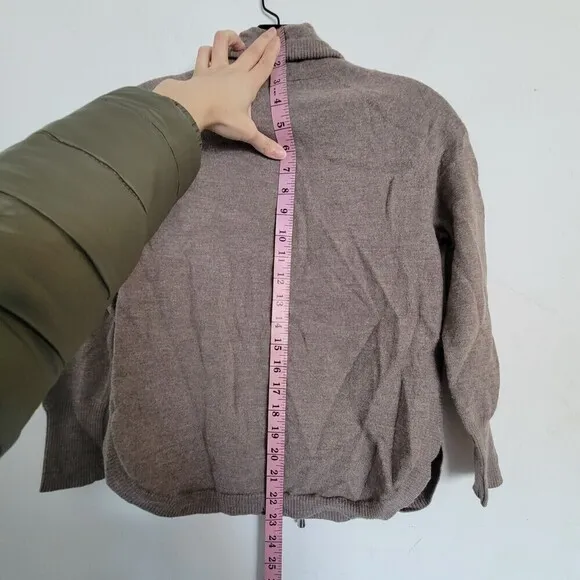 Cynthia Rowley 100% Extrafine Merino Wool Brown Mock Neck Sweater Size XS