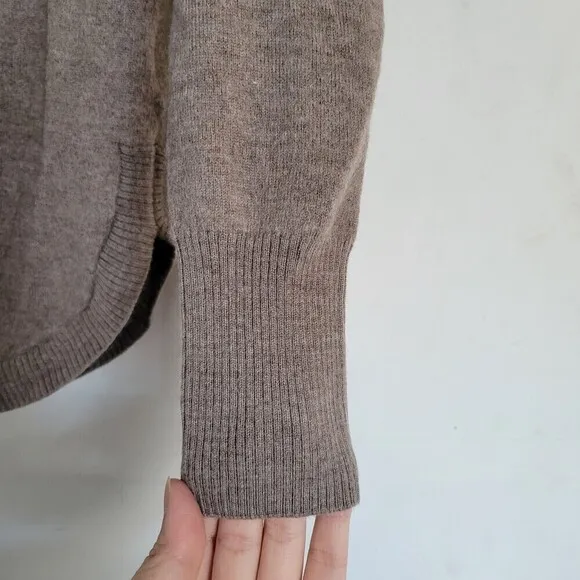 Cynthia Rowley 100% Extrafine Merino Wool Brown Mock Neck Sweater Size XS