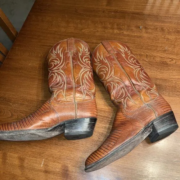 Dan Post 6846 Lizard Western Cowboy Boots 8 1/2 D
