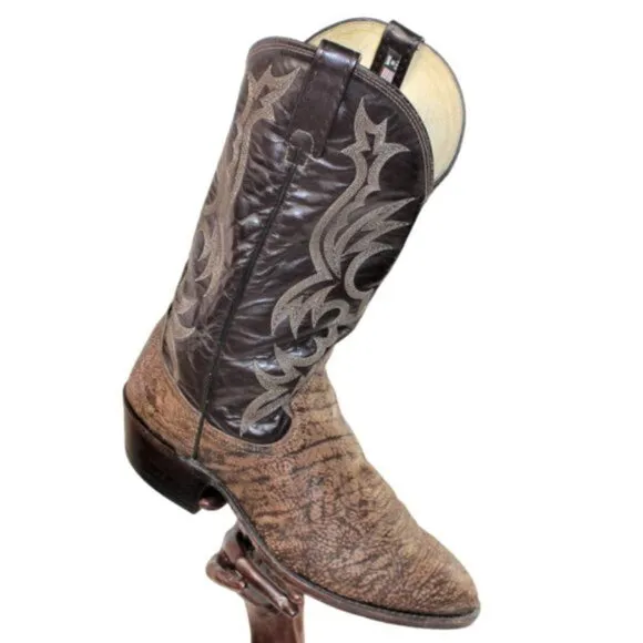 Dan Post Brown Exotic Leather Styling Western Cowboy Boots, Size 9.5
