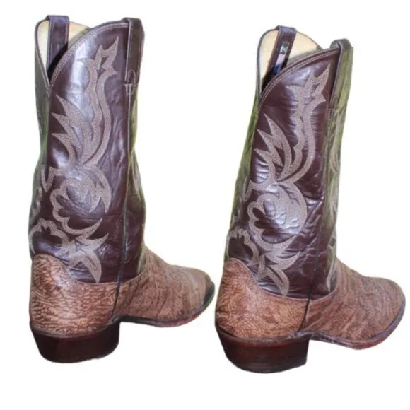 Dan Post Brown Exotic Leather Styling Western Cowboy Boots, Size 9.5