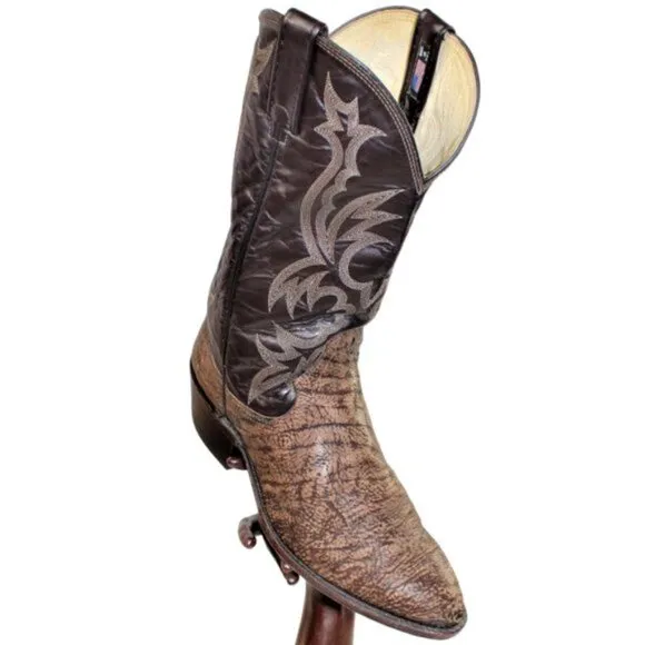 Dan Post Brown Exotic Leather Styling Western Cowboy Boots, Size 9.5