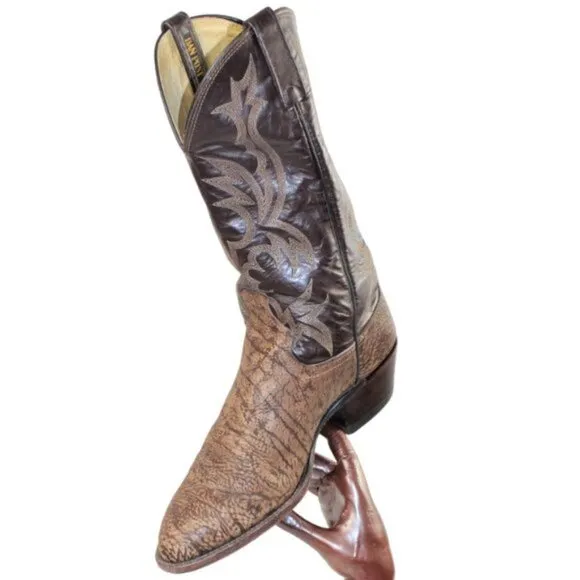 Dan Post Brown Exotic Leather Styling Western Cowboy Boots, Size 9.5