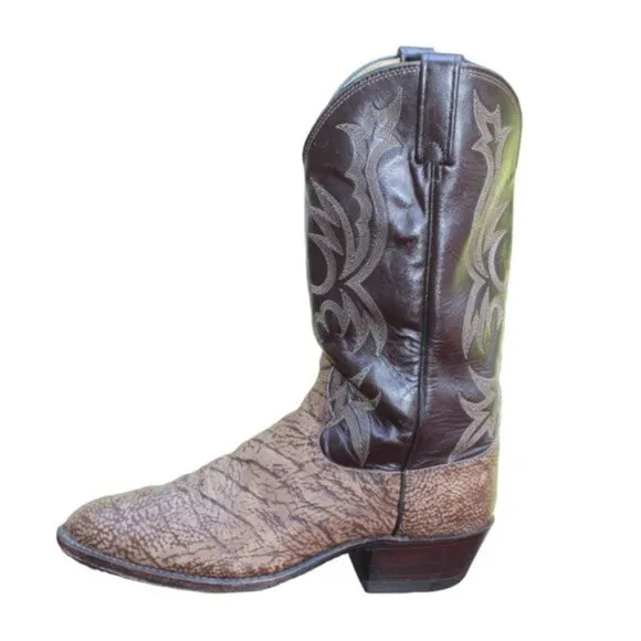 Dan Post Brown Exotic Leather Styling Western Cowboy Boots, Size 9.5
