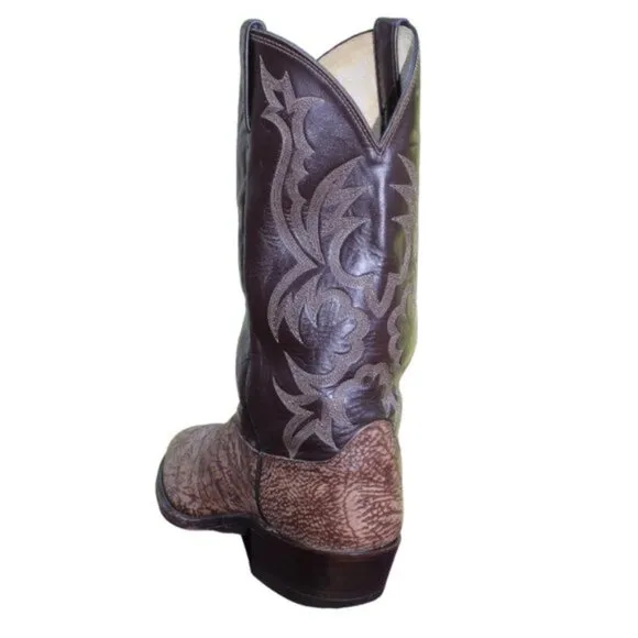 Dan Post Brown Exotic Leather Styling Western Cowboy Boots, Size 9.5