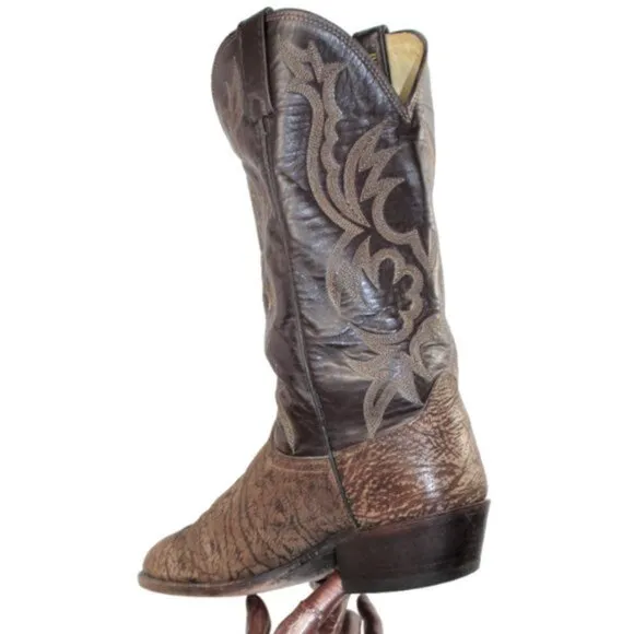 Dan Post Brown Exotic Leather Styling Western Cowboy Boots, Size 9.5