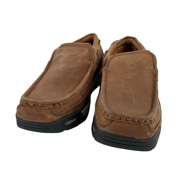 Dan Post Shoes Mens Size 8W Armstrong Brown Leather Moccasin Slip On Work Oxford