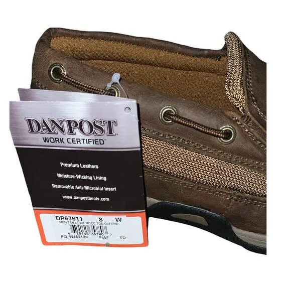 Dan Post Shoes Mens Size 8W Armstrong Brown Leather Moccasin Slip On Work Oxford