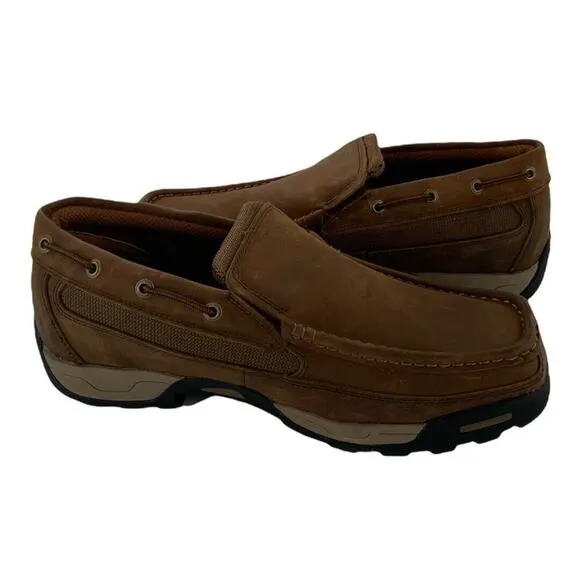 Dan Post Shoes Mens Size 8W Armstrong Brown Leather Moccasin Slip On Work Oxford
