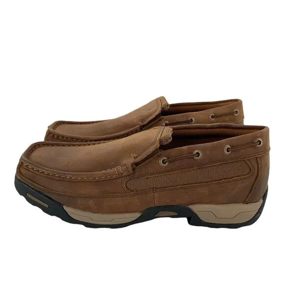 Dan Post Shoes Mens Size 8W Armstrong Brown Leather Moccasin Slip On Work Oxford