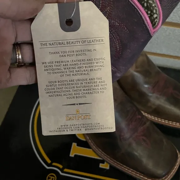 Dan Post Youth Majesty Leather Square Toe Boots DPC3947 Size 5D New NIB Cowgirl