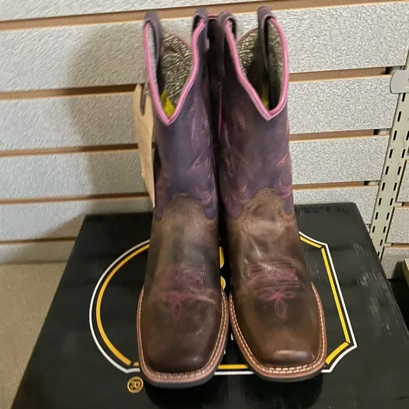 Dan Post Youth Majesty Leather Square Toe Boots DPC3947 Size 5D New NIB Cowgirl