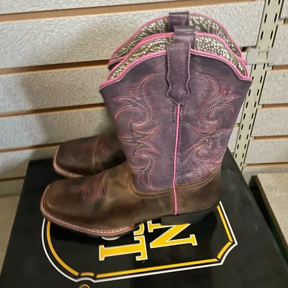 Dan Post Youth Majesty Leather Square Toe Boots DPC3947 Size 5D New NIB Cowgirl