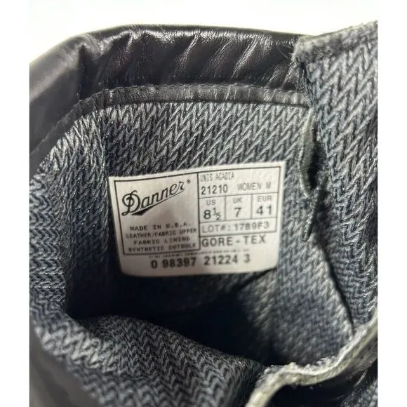 DANNER‎ ACADIA GORE-TEX BLACK LEATHER 21210 BOOTS WOMENS SIZE 8.5 M