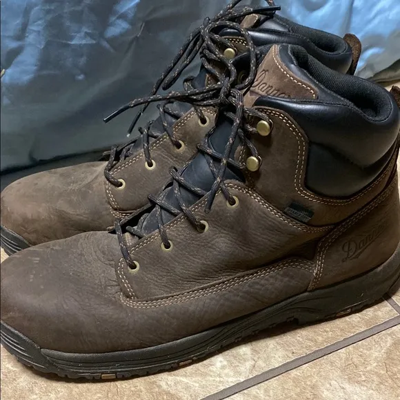 Danner Size 14D Brown and Black High-Top Boots with Suede Finish