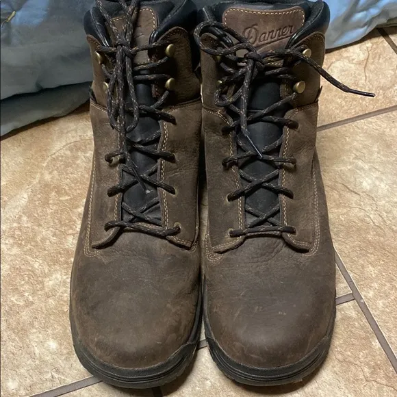 Danner Size 14D Brown and Black High-Top Boots with Suede Finish