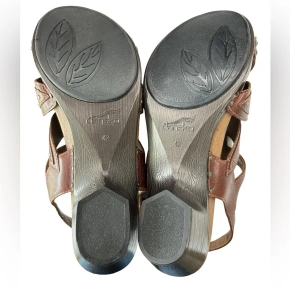 Dansko Sandals EU Size 42 US 11.5 Nina Open Toe Strappy Slingback Brown Leather