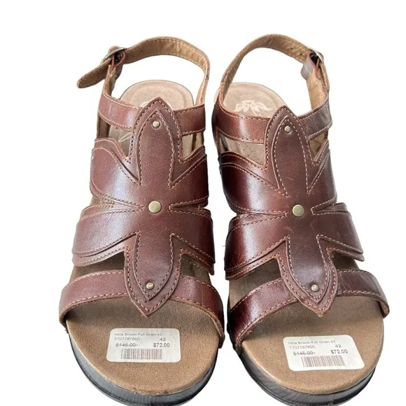 Dansko Sandals EU Size 42 US 11.5 Nina Open Toe Strappy Slingback Brown Leather