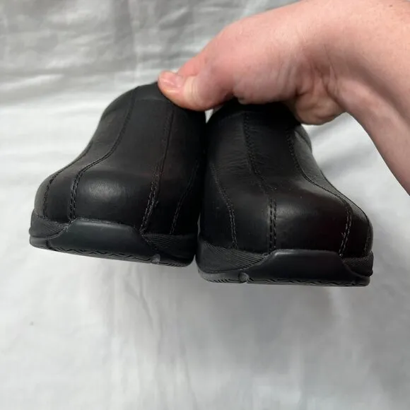 Dansko Womens Black Shaina  Leather Slip-On Clogs Shoes Size 37