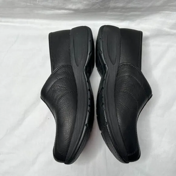 Dansko Womens Black Shaina  Leather Slip-On Clogs Shoes Size 37