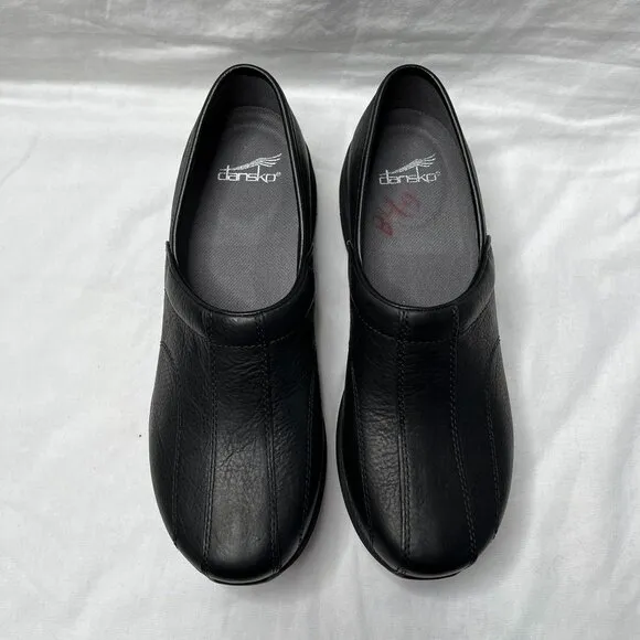 Dansko Womens Black Shaina  Leather Slip-On Clogs Shoes Size 37