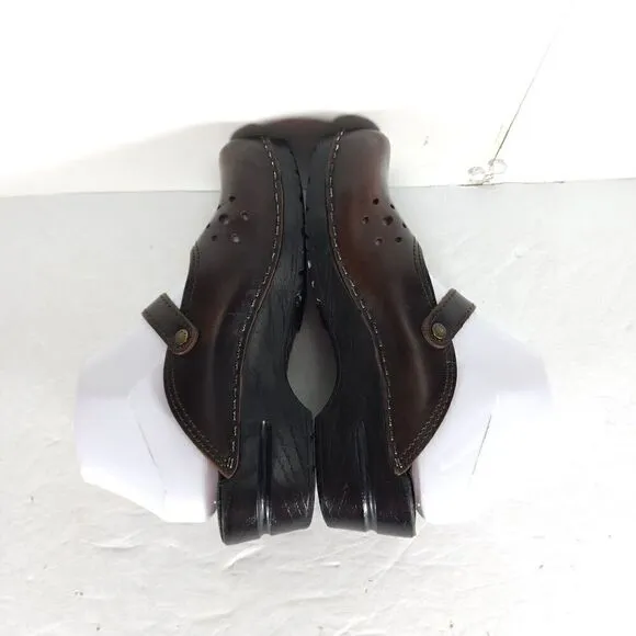 Dansko Women's Merie EU38 US 7-7,5 Brown Oiled Leather Open Back Clogs Shoes