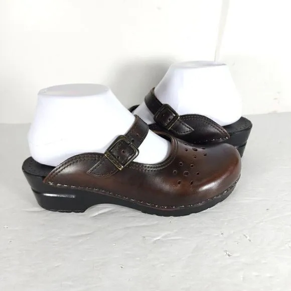 Dansko Women's Merie EU38 US 7-7,5 Brown Oiled Leather Open Back Clogs Shoes