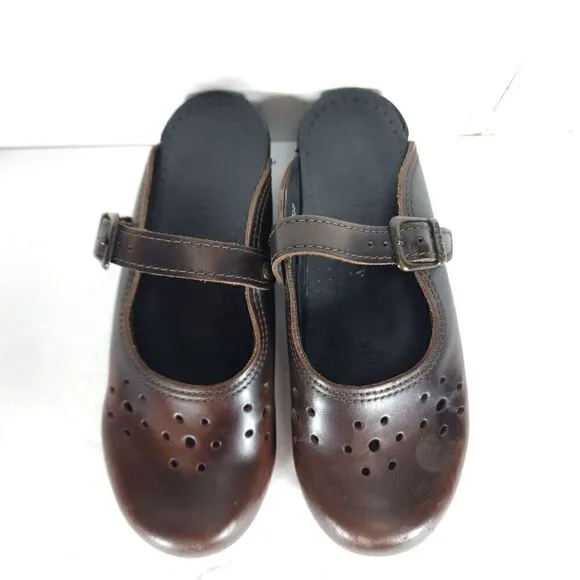 Dansko Women's Merie EU38 US 7-7,5 Brown Oiled Leather Open Back Clogs Shoes