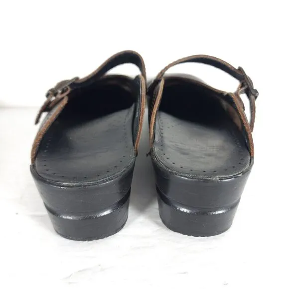 Dansko Women's Merie EU38 US 7-7,5 Brown Oiled Leather Open Back Clogs Shoes