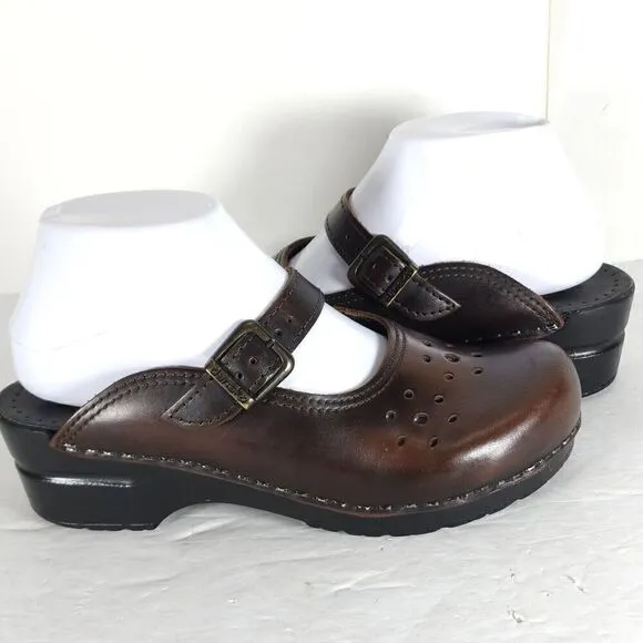 Dansko Women's Merie EU38 US 7-7,5 Brown Oiled Leather Open Back Clogs Shoes